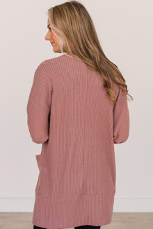 Wafelgebreide Cardigan Relaxed Fit - maat L Bruin
