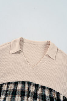 Wafelgebreide Ruitjurk Huidkleurig