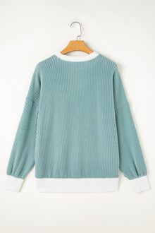 Waffle Breisel Lange Mouw Pullover - maat S Marineblauw