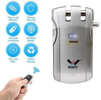 Wafu WF-018 Wireless Remote Control Electronic Smart Lock Keyless Door Lock 4 Remote Controllers Deadbolt with Built-In Alarm