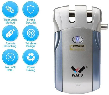 Wafu WF-018 Wireless Remote Control Electronic Smart Lock Keyless Door Lock 4 Remote Controls Deadbolt With Built-in Alarm
