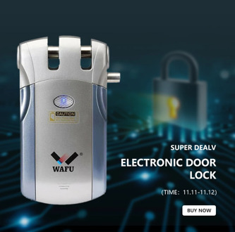 Wafu WF-019Electric Door Lock Wireless Control With Remote Control Open & Close Smart Lock Home Security Door Built-in Alarm