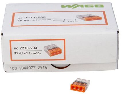 WAGO Lasklem 3-voudig 0,5 - 2,5 Mm² Oranje 100 Stuks