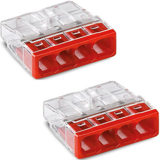 WAGO Lasklem - 4 Polig - 0.5-2.5mm2 - Rood - 2 Stuks
