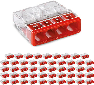 WAGO Lasklem - 4 Polig - 0.5-2.5mm2 - Rood - 50 Stuks