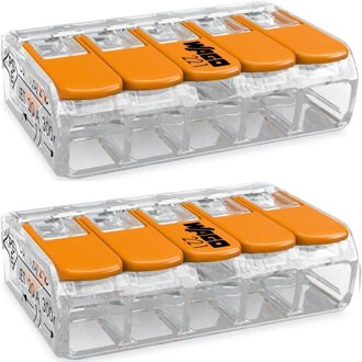 WAGO Lasklem Set 2 Stuks - 5 Polig met Klemmetjes - Oranje