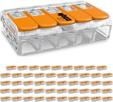 WAGO Lasklem Set 50 Stuks - 5 Polig met Klemmetjes - Oranje