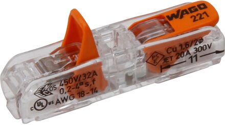WAGO Verbindingsklem Hersluitbaar, Dubbel, 0,2 - 4,0 Mm² Oranje 6 Stuks