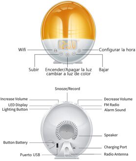 Wake Up Light Zonsopgang Wekker Wifi Smart 7 Kleuren Zonsopgang/Zonsondergang Fm Radio Digitale Nachtlampje Klok Voor Alexa google Thuis