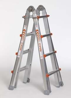 Waku Ladders Telescoopladder vouwladder - 4x4 treden - Werkhoogte 4.20m