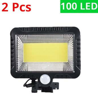 Wakyme 100 Led Solar Light Outdoor Pir Motion Sensor Wandlamp Waterdichte Tuin Lamp Zonne-energie Pathway Straat Beveiliging Licht 2 stukken