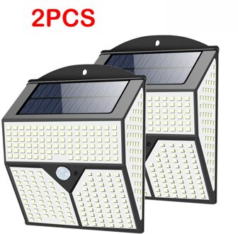 Wakyme 436 Led Solar Light Outdoors Solar Lamp Waterdicht Pir Motion Sensor Straatverlichting Zonne-energie Zonlicht Tuin Lamp 2 stukken