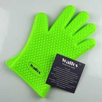 Walfos 1 Stuk Food Grade Koken Bakken Bbq Handschoen Hittebestendige Siliconen Bbq Grill Handschoen Barbecue Grillen Handschoen Bbq Gereedschap een groen