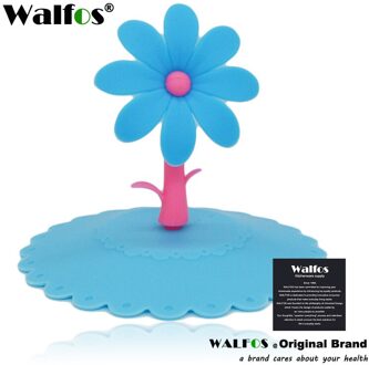 WALFOS Leuke Zonnebloem Kant Stofdicht Herbruikbare Siliconen Cup Deksel DIY Gratis splicing Thermische Isolatie Cup Cover Seal Cover blauw