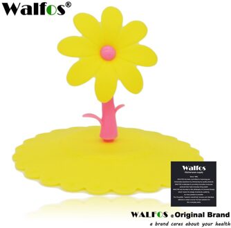 WALFOS Leuke Zonnebloem Kant Stofdicht Herbruikbare Siliconen Cup Deksel DIY Gratis splicing Thermische Isolatie Cup Cover Seal Cover geel
