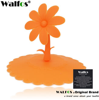 WALFOS Leuke Zonnebloem Kant Stofdicht Herbruikbare Siliconen Cup Deksel DIY Gratis splicing Thermische Isolatie Cup Cover Seal Cover oranje