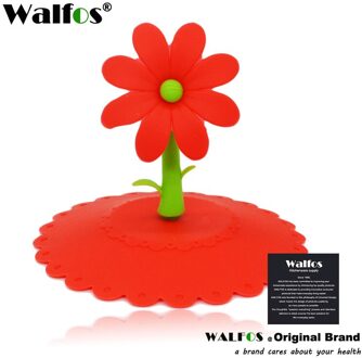 WALFOS Leuke Zonnebloem Kant Stofdicht Herbruikbare Siliconen Cup Deksel DIY Gratis splicing Thermische Isolatie Cup Cover Seal Cover rood