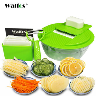 WALFOS Mandoline Groente Slicer Dicer Fruit Cutter Slicer Met 4 Verwisselbare Rvs Blades Aardappel Slicer Tool