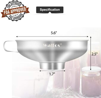 Walfos Rvs Trechter Brede Mond Trechter Voor Olie Wijn Inblikken Koken Keuken Tuin Accessiores Tool 5.6 duim