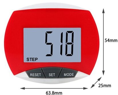 Walking Stap Teller 3D Stappenteller Waterdichte Multi-Functionele Beweging Calorieën Tellen Lcd Display Fitness Apparatuur Rood