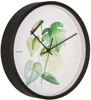 Wall clock Botanical monstera print Groen