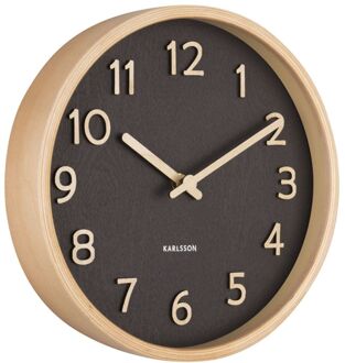 Wall clock Pure wood grain small black Zwart