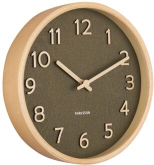 Wall clock Pure wood grain small moss green Groen