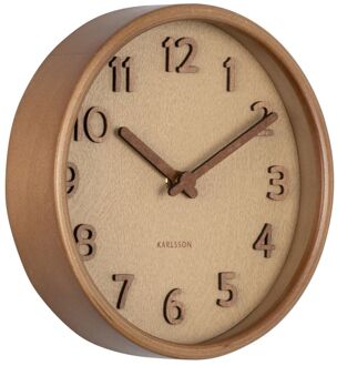 Wall clock Pure wood grain small sand brown Bruin