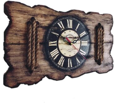 Wall Clock Wood Rustic Tumbled Wall Clock luxury wire rope