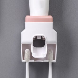 Wall Mount Automatische Tandpasta Dispenser Badkamer Accessoires Waterdichte Lui Tandpasta Knijper Tandenborstelhouder roze