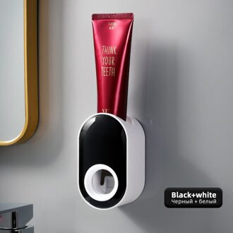 Wall Mount Automatische Tandpasta Dispenser Badkamer Tool Set Tandpasta Squeezer Dispenser Tandenborstelhouder Badkamer Accessoires zwart