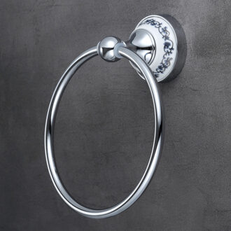 Wall Mount Ronde Handdoek Ring, Handdoekhouder Handdoek Bar Chrome Plaat Roestvrij Staal Badkamer Accessoires Met Keramische