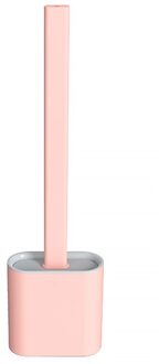 Wall Mount Toilet Borstel Set Lange Handvat Badkamer Zachte Borstel En Houder Met Deksel Grondig Schoon Elke Hoek Lichtgewicht Duurzaam Roze