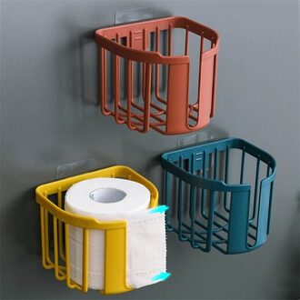 Wall Mount Toiletrolhouder Punch-Gratis Papierrol Plank Wc-papier Lade Waterdichte Tissue Opbergdoos geel