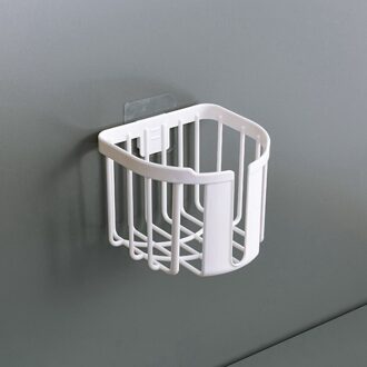 Wall Mount Toiletrolhouder Punch-Gratis Papierrol Plank Wc-papier Lade Waterdichte Tissue Opbergdoos wit