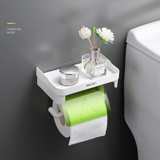 Wall Mount Toiletrolhouder Zelfklevende Zijdepapier Rolhouder Opslag Plank Badkamer Accessoires Keuken Papierrol groen