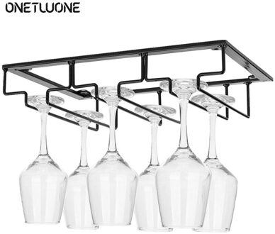 Wall Mount Wijn Houder Opknoping Houder Beker Ijzeren Wijnrek Muur Wijnglas Houder Champagne Glas Organizer Rack 2 slots