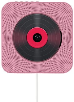 Wall Mounted Cd-speler Bluetooth-Compatibele Draagbare Home Audio Boombox Met Afstandsbediening Fm Radio Music Player Stereo Speaker roze