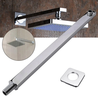 Wall Mounted Chrome Shower Arm 60cm 24inch Silver Square Shower Extension Arms Bathroom Shower Accessories For Rain Shower Head