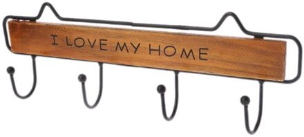 Wall Mounted Kleerhanger 4 Haken Hoed Sleutelhouder Wasserij Jas Rack Opknoping Opslag Plank Voor Thuis Bruin