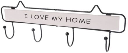 Wall Mounted Kleerhanger 4 Haken Hoed Sleutelhouder Wasserij Jas Rack Opknoping Opslag Plank Voor Thuis wit