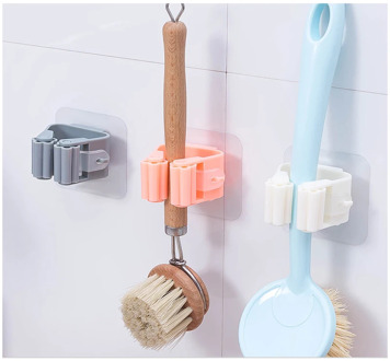 Wall Mounted Mop Organizer Holder Brush Broom Hanger Mop Racks Mop Holder Household Adhesive Storage Broom Hanger Mop Hook Racks