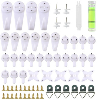 Wall Picture Hooks Heavy Frame Strong Nail Fixing Kit Nail Hook Plastic Painting Photo Frame Hard Mirror Hanging Hanger White