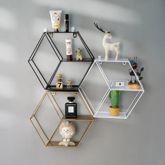Wall Shelf Floating Shelves Wall Mounted Hexagon Storage Holder Storage Rack for Bedroom Living Room Office Organizer Decor