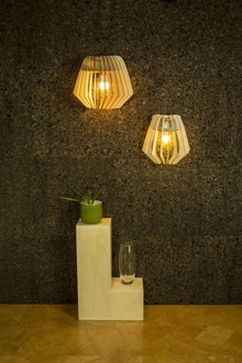 Wall Spin houten muurlamp small - met wit koordset Bruin