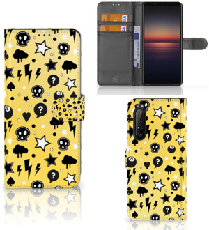 Wallet Book Case met Pasjeshouder Sony Xperia 1 II Hoesje Punk Yellow