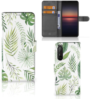 Wallet Book Case Sony Xperia 1 II Smartphone Hoesje Leaves