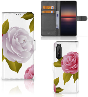 Wallet Book Case Sony Xperia 1 II Telefoon Hoesje Cadeau voor haar Roses