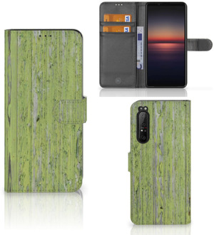 Wallet Book Case Sony Xperia 1 II Telefoon Hoesje Green Wood