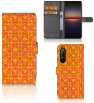 Wallet Book Case Sony Xperia 1 II Telefoonhoesje Batik Orange